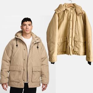 Golden Fleece Vintage Men’s Tan Hooded Parka Puffer Jacket Quilted Rare USA 1X